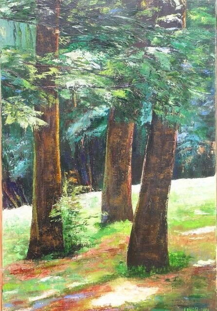 Painting titled "Trois arbres" by Lena Bregeon, Original Artwork
