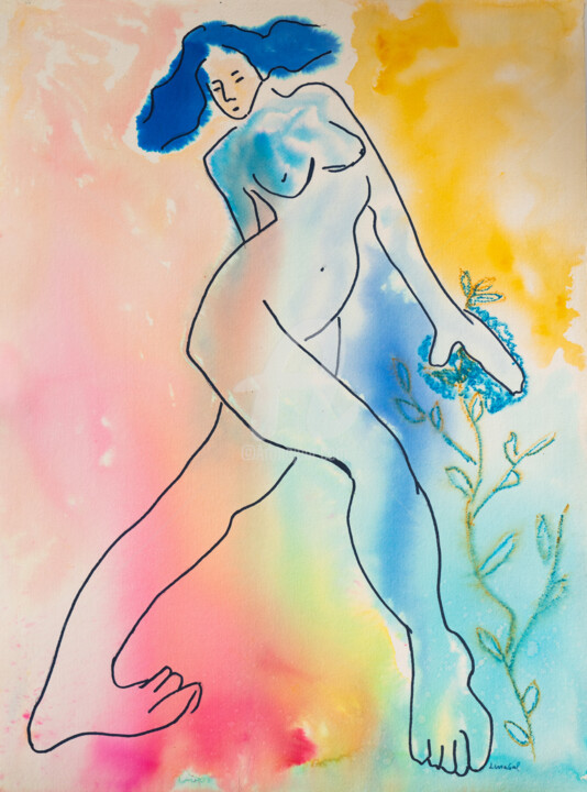 Peinture intitulée "Dançarina" par Lena Gal, Œuvre d'art originale, Aquarelle