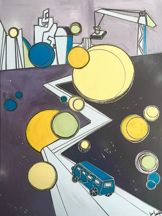 Painting titled "Road to the future" by Lena Langer, Original Artwork, Acrylic