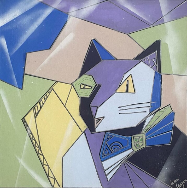 Pittura intitolato "Behemoth Cat 2" da Lena Langer, Opera d'arte originale, Acrilico