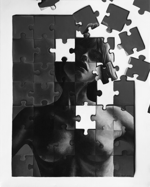 Картина под названием "Puzzles" - Lena Med, Подлинное произведение искусства, Масло