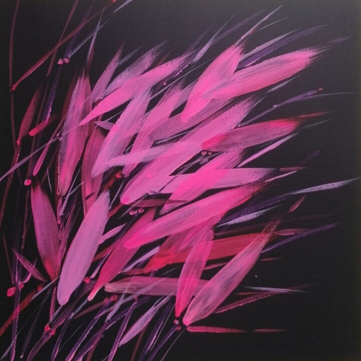 Painting titled "Pink bamboo" by Lena Oma, Original Artwork, Acrylic