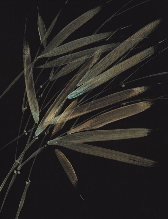 Картина под названием "Green bamboo" - Lena Oma, Подлинное произведение искусства, Акрил