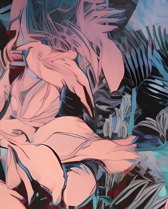 Arts numériques intitulée "Tropical abstract #2" par Lena Oma, Œuvre d'art originale, Travail numérique 2D