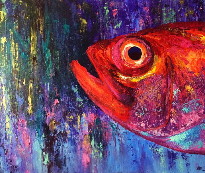Painting titled "Silence Of Fish" by Lena Ru, Original Artwork, Acrylic