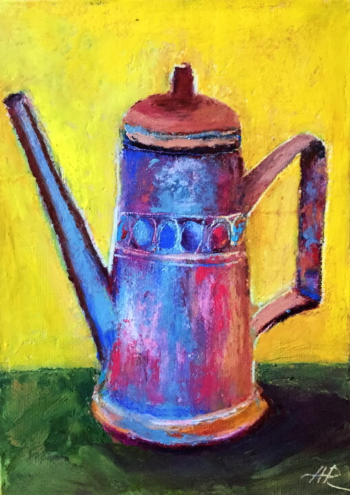 Painting titled "Old Coffee Pot" by Lena Ru, Original Artwork