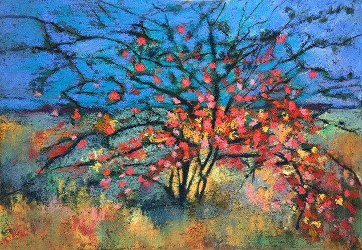 Dessin intitulée "Apple Tree" par Lena Ru, Œuvre d'art originale, Pastel