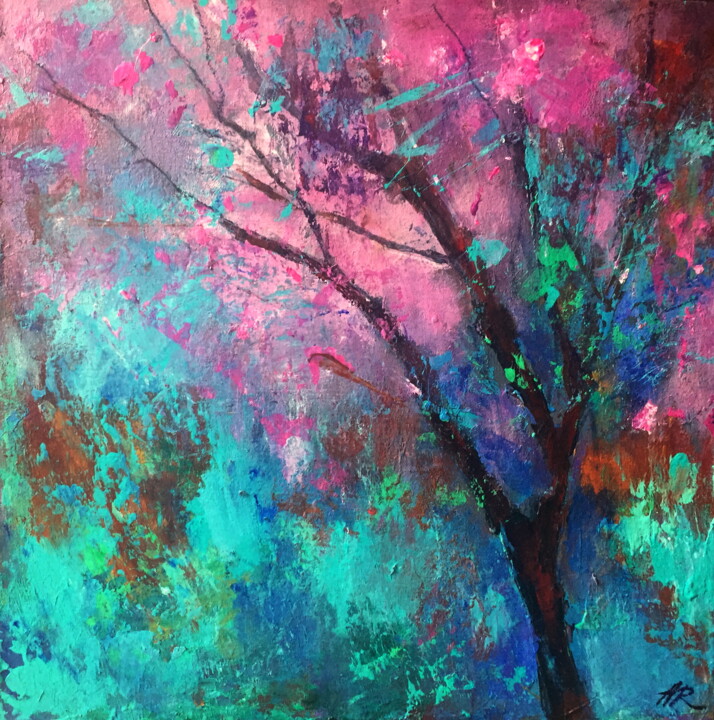 Painting titled "Blossom Tree" by Lena Ru, Original Artwork, Acrylic