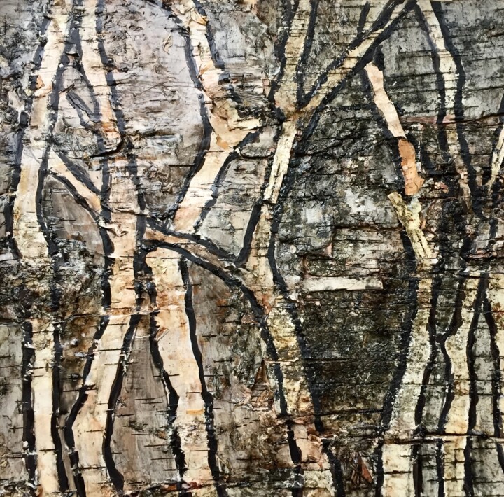 Kolaże zatytułowany „Silver Birch Trees” autorstwa Lena Ru, Oryginalna praca, Kolaże