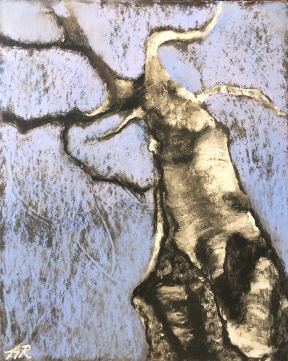 Рисунок под названием "Old Birch Pastel Dr…" - Lena Ru, Подлинное произведение искусства, Пастель