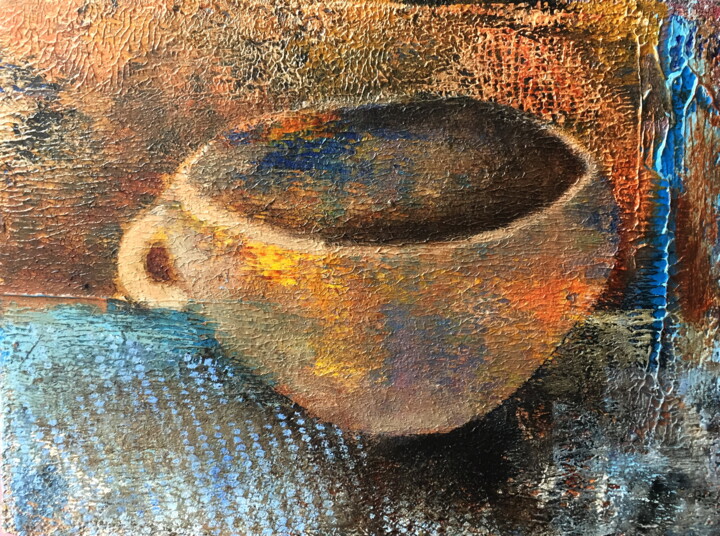 Painting titled "Ceramic Mug Still L…" by Lena Ru, Original Artwork, Acrylic