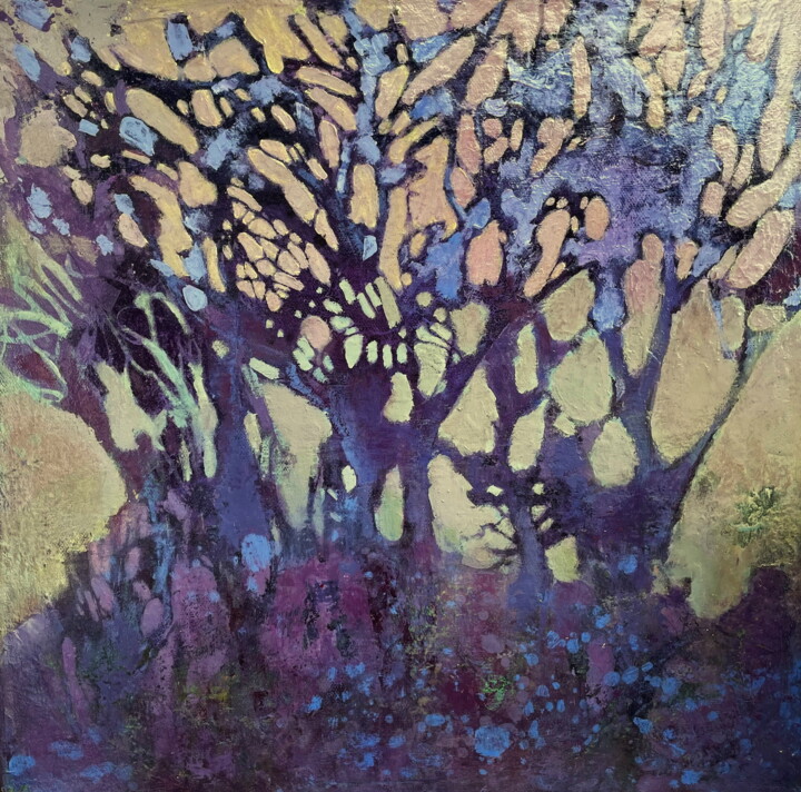 Malarstwo zatytułowany „Psychedelic Trees A…” autorstwa Lena Ru, Oryginalna praca, Akryl