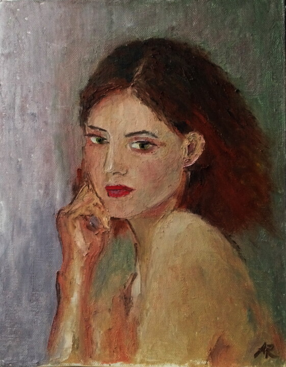 Painting titled "Portrait of a young…" by Lena Ru, Original Artwork