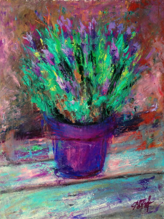 Drawing titled "French Lavender" by Lena Ru, Original Artwork