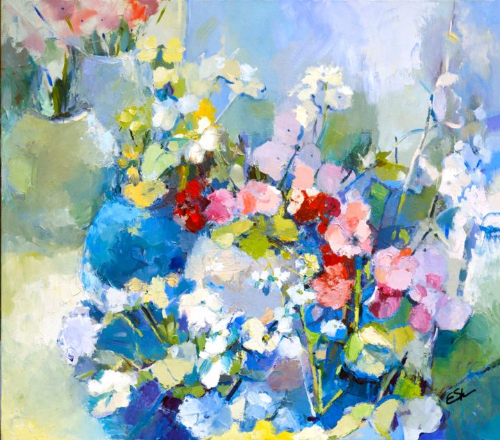 Картина под названием "wildflowers-oil-can…" - Еlena Shraibman, Подлинное произведение искусства