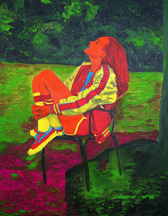 Malerei mit dem Titel "Savoring the Garden" von Lena Snow, Original-Kunstwerk, Acryl