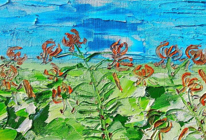 Painting titled "Flowers oil origina…" by Lena Vanli, Original Artwork, Oil