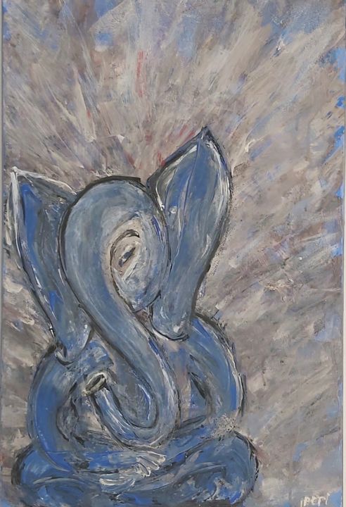 Painting titled "ELEPHANT OF GANESH" by Lena Peri, Original Artwork, Acrylic