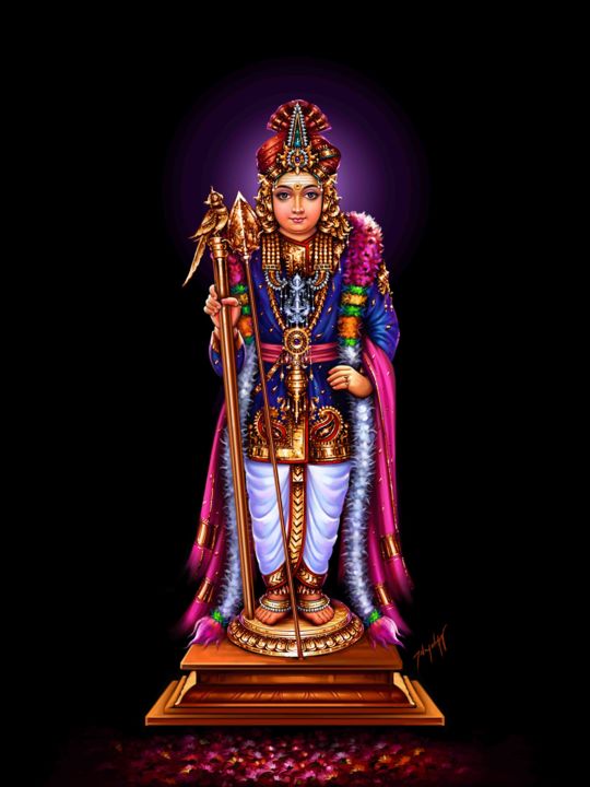 Digital Arts titled "Lord Muruga" by Lena Bharathi, Original Artwork, Digital Painting