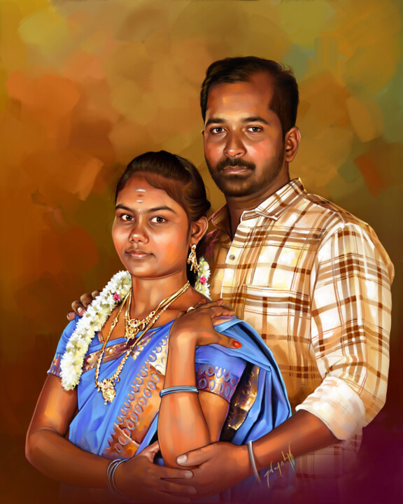 Digital Arts titled "Couple Portrait" by Lena Bharathi, Original Artwork, 3D Modeling