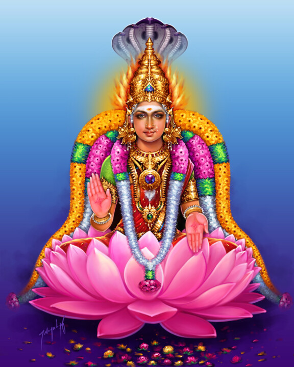 Digital Arts titled "Mundagakkanni Amman" by Lena Bharathi, Original Artwork, Digital Painting