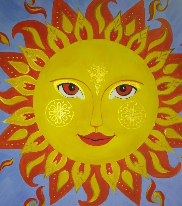 「Sun」というタイトルの絵画 Elena Bugaevaによって, オリジナルのアートワーク, グワッシュ水彩画