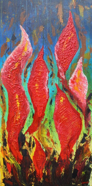 Painting titled "Fire" by Lenah Van Wijk, Original Artwork, Acrylic