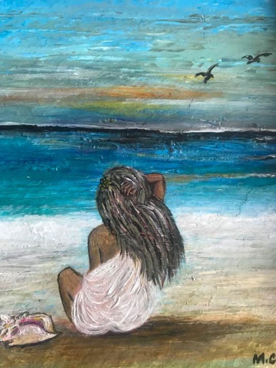 Painting titled "L'horizon magique" by Catherine Mondésir (KALIZ'ART), Original Artwork, Acrylic