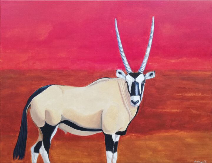 Painting titled "Oryx - Serie Perfec…" by Lene Daugaard, Original Artwork, Acrylic Mounted on Wood Stretcher frame