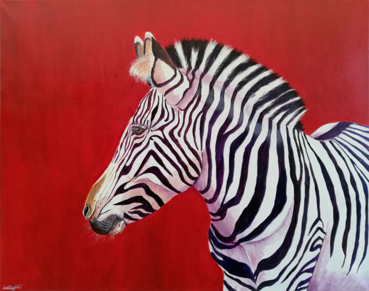 Schilderij getiteld "Zebra No. 2 - Serie…" door Lene Daugaard, Origineel Kunstwerk, Acryl