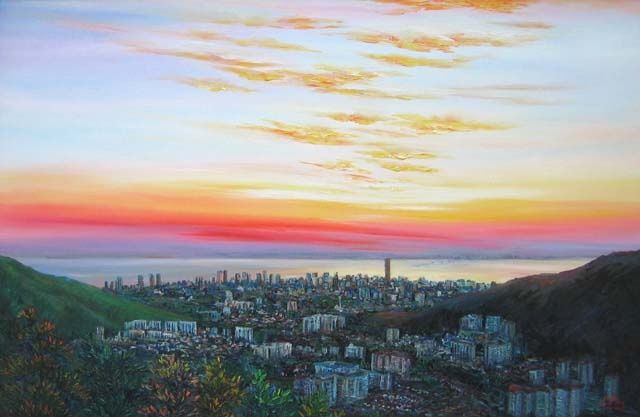 Painting titled "A view of Penang Is…" by Seong Leng Lau, Original Artwork
