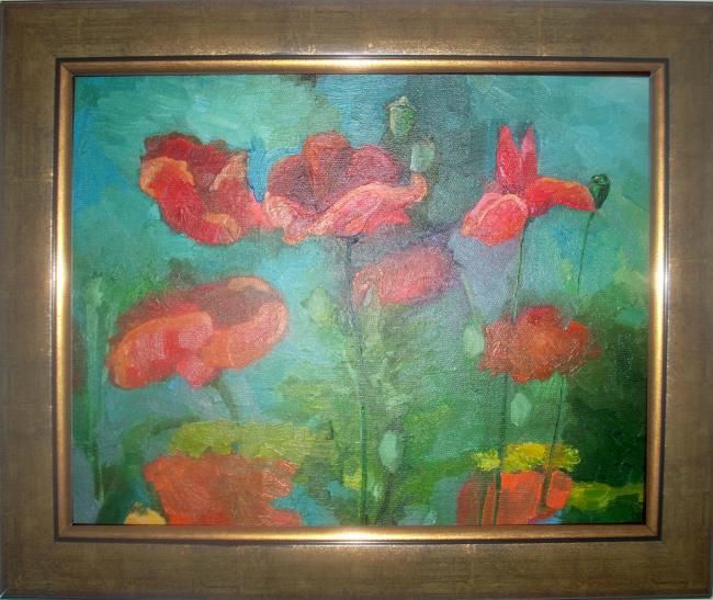 Malerei mit dem Titel "Mohn" von Tanya Lengerova, Original-Kunstwerk, Öl