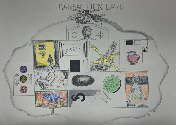 Desenho intitulada "er8yw / Transaction…" por Leni Smoragdova, Obras de arte originais, Marcador