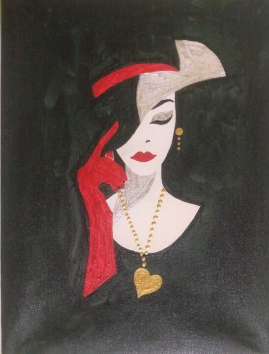 Pintura intitulada "french lady" por Lenilson Da Silva, Obras de arte originais, Acrílico