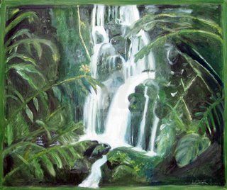 Peinture intitulée "Tropical Waterfall" par Lenka Graner, Œuvre d'art originale, Huile