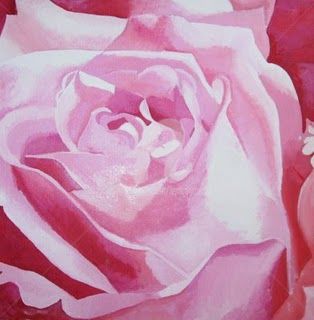Painting titled "Pink Rose" by Lenka Graner, Original Artwork, Oil
