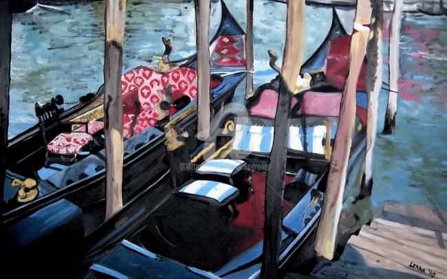 Pittura intitolato "Two Gondolas" da Lenka Graner, Opera d'arte originale, Olio