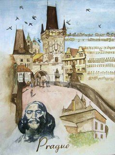 Painting titled "Prague" by Lenka Graner, Original Artwork, Watercolor