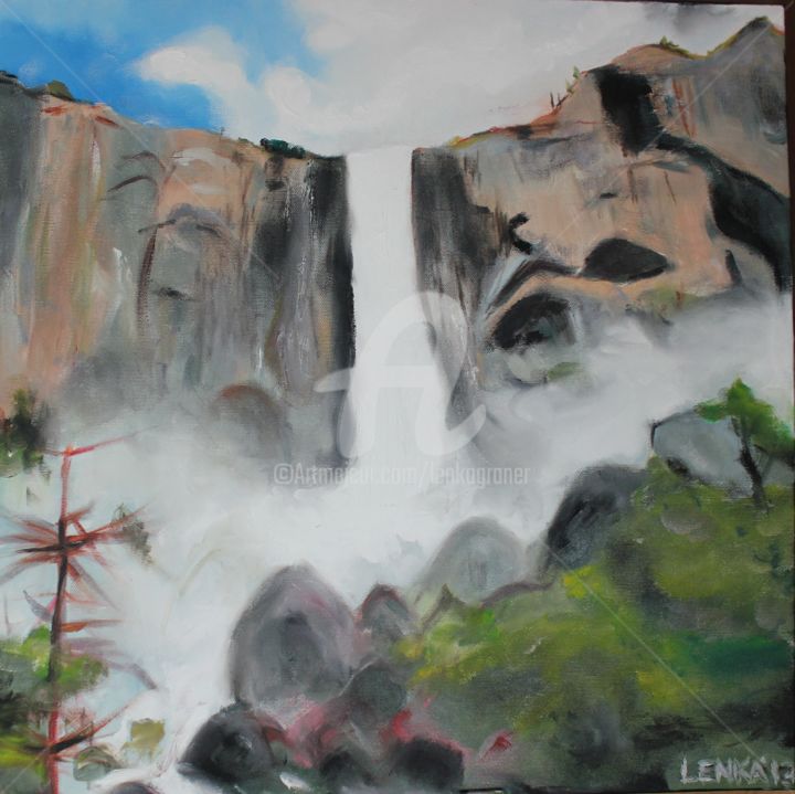 「Bridalveil Falls -…」というタイトルの絵画 Lenka Granerによって, オリジナルのアートワーク, オイル