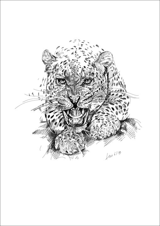 Pintura titulada "leopard.jpg" por Len, Obra de arte original