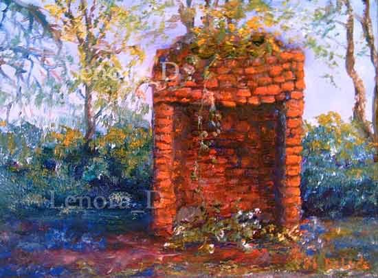 Painting titled "Fireplace at Melrose" by Lenora De Lude, Original Artwork, Oil