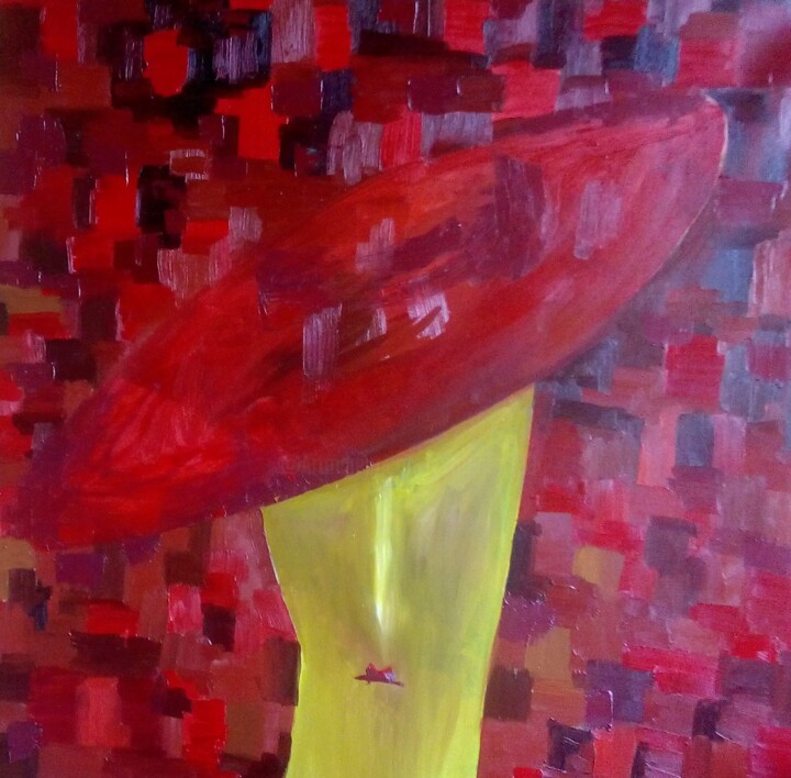 Painting titled ""The Lady in Red"" by Leo Adam (Leonid Shatsylo), Original Artwork, Oil