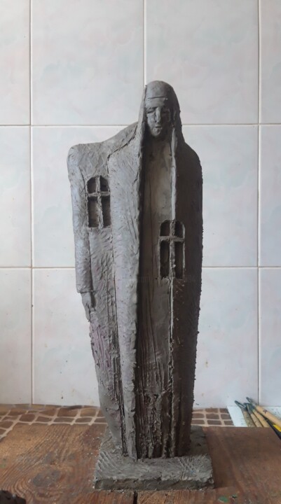 Sculpture titled "THE SHOOTED WORLD" by Leo Adam (Leonid Shatsylo), Original Artwork, Clay