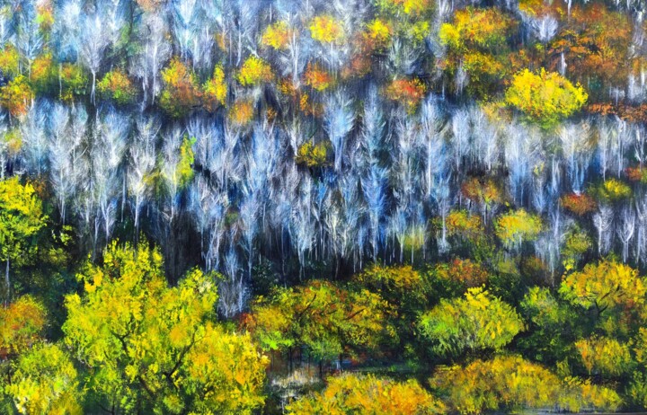 Картина под названием "Autumn in the Great…" - Leo,Keihung Yip, Подлинное произведение искусства, Акрил Установлен на Деревя…