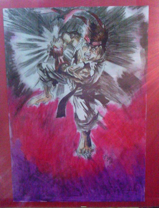 Drawing titled "Ryu" by Leo Montero Sanchez, Original Artwork, Ink