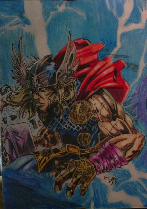 Drawing titled "Thor" by Leo Montero Sanchez, Original Artwork, Ink