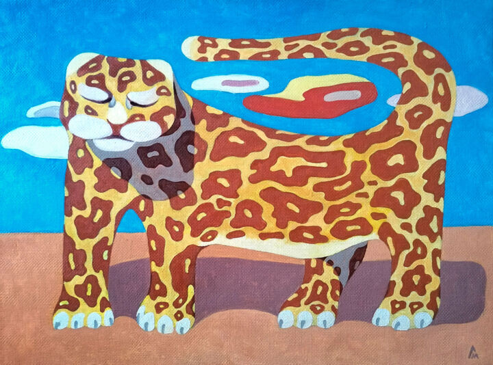 Картина под названием "Ягуар/yaguar" - Leo Myastsov, Подлинное произведение искусства, Масло