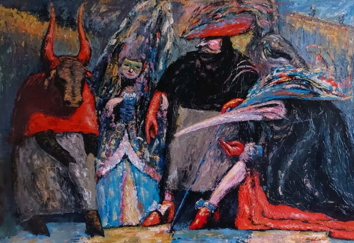 Painting titled "Маскарад/masquerade" by Leo Myastsov, Original Artwork, Oil