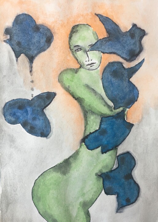 Картина под названием "Memory 2" - Leo Spreksel, Подлинное произведение искусства, Акварель