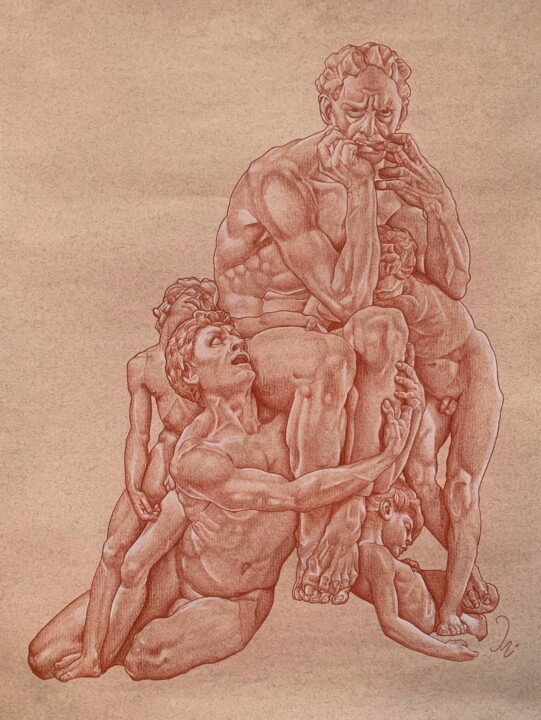 Drawing titled "Étude - Ugolin et s…" by Léo Vandercruysse, Original Artwork, Pencil